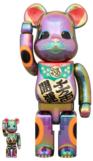 MEDICOM TOY BE@RBRICK 招き猫 開運・千万両 黒透明メッキ 100％ & 400％ メディコムトイ ベアブリック